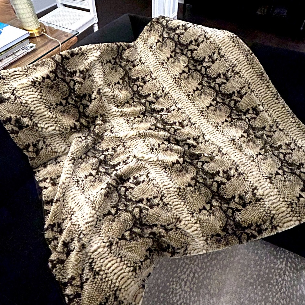 58” Snakeskin Faux Fur Throw